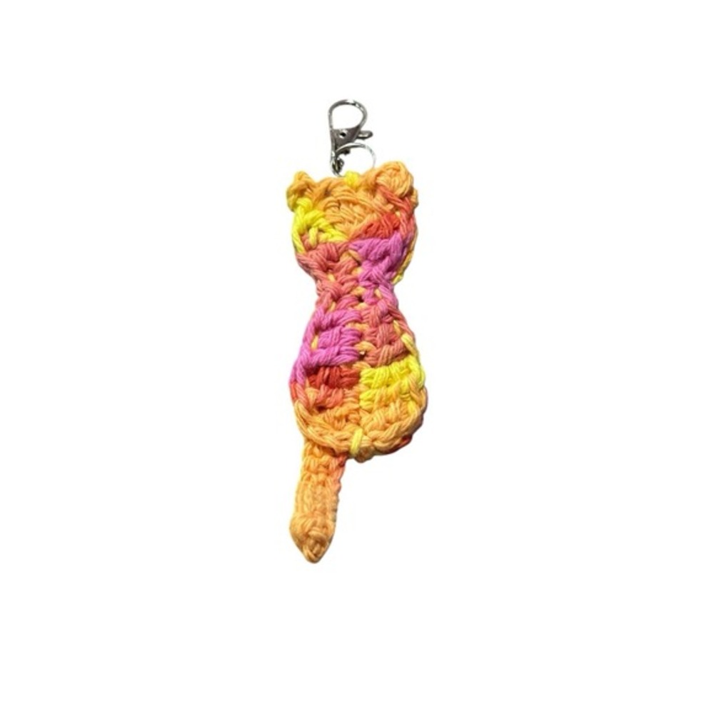 NEW handmade crochet CAT kitten keychain great gift cotton yarn
